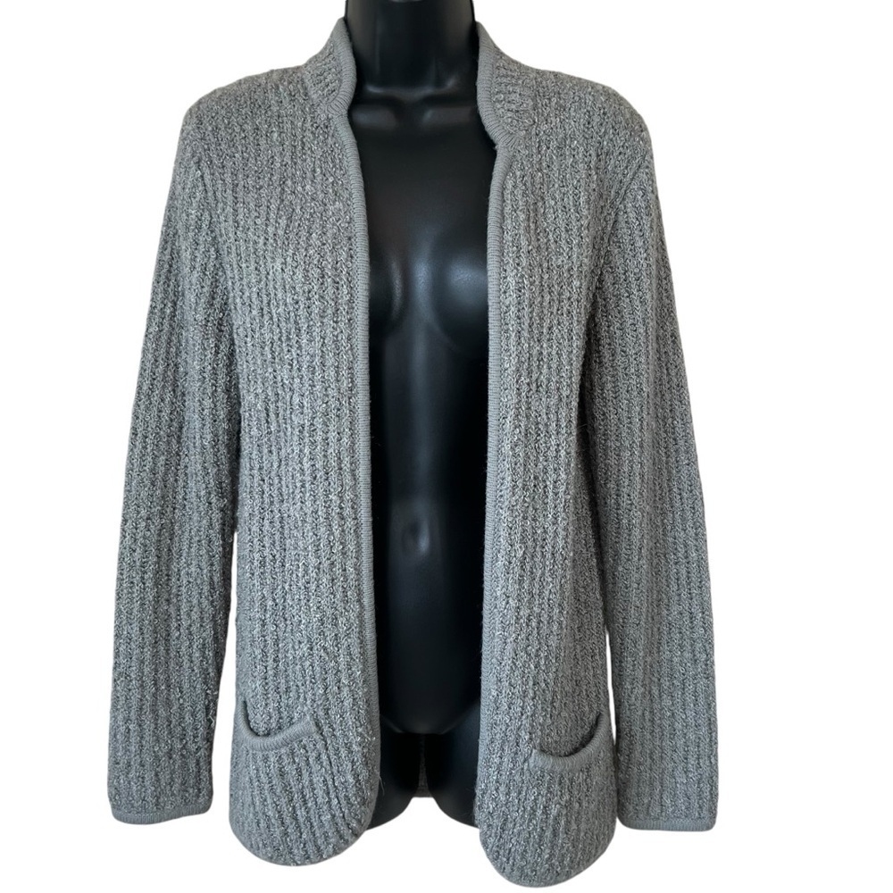 Stepping Stones 80's gray boucle knit ribbed open front cardigan